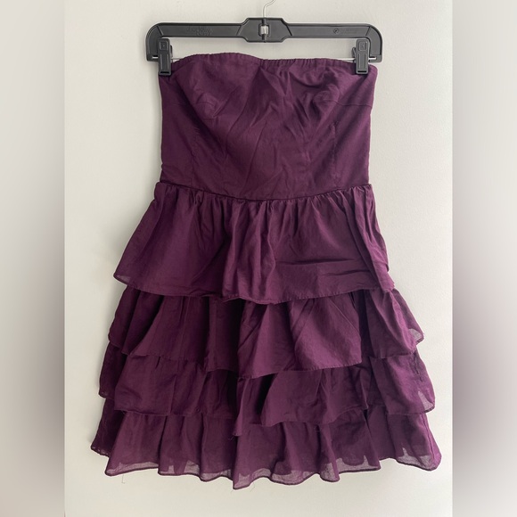 Express Deep Purple Ruffle Dress - Picture 2 of 4
